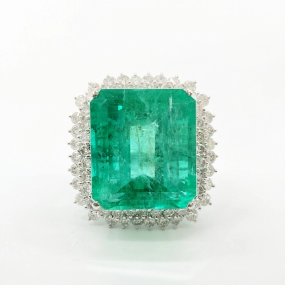 Pt900 32.6g エメラルド 46.2ct ダイヤモンド 4.155ct