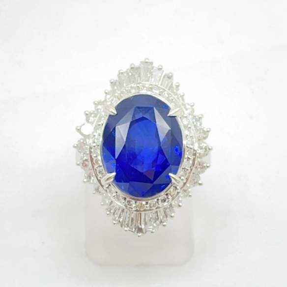 Pt900 14.2g サファイア 10.74ct ダイヤモンド 1.37ct